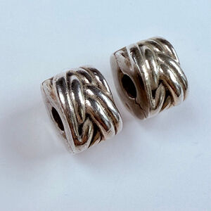 Pandora Pair 2 Braided Clip Sterling Silver 925 Charms Retired ALE